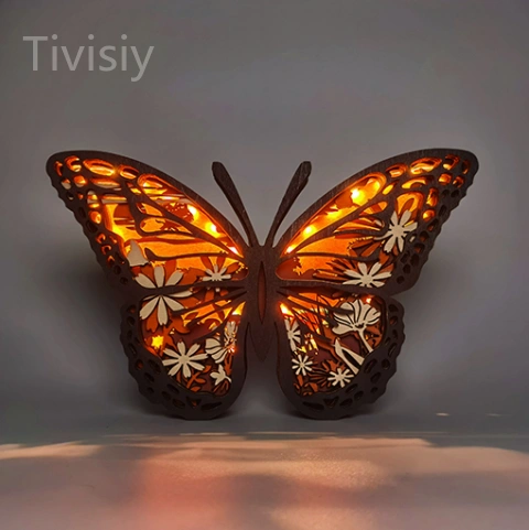 2023 New Arrival LED Monarch butterfly Wooden Night Light, Gift for Mother's Day, Room Wall Decor